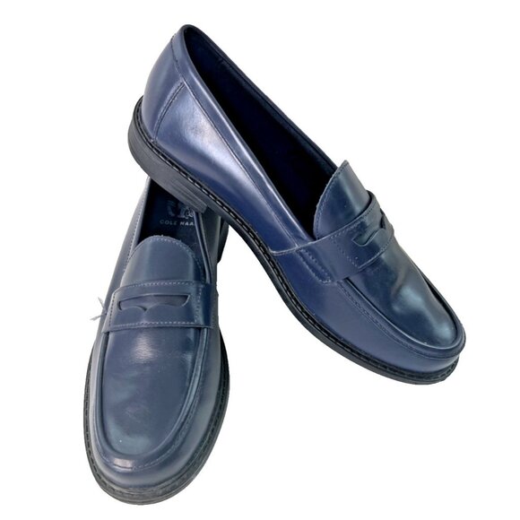 Cole Haan Other - Cole Haan Pinch Maine Classic Navy Blue Leather Penny Loafers Mens Size 10 B
